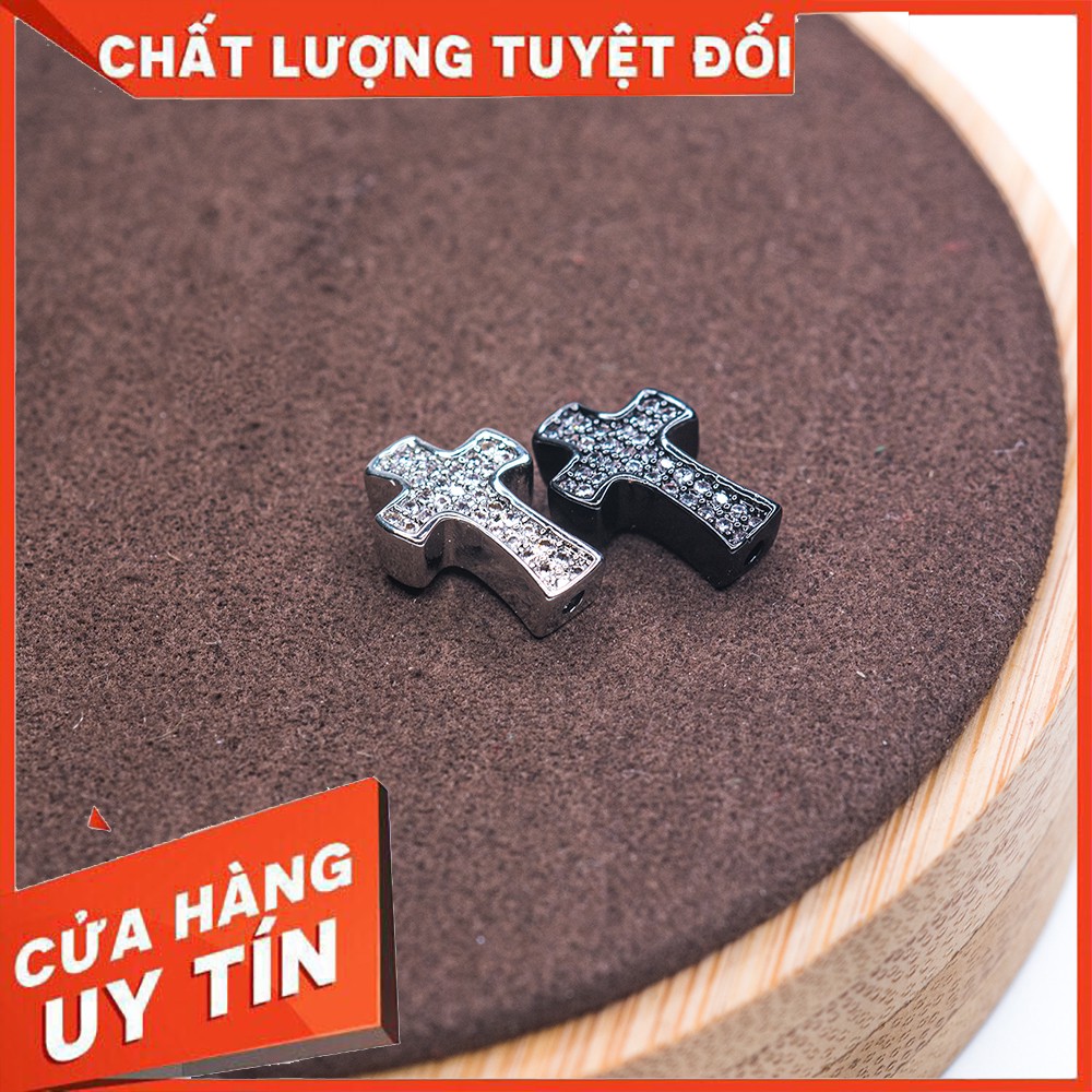 Charm Thánh giá hợp kim đính đá kết vòng chuỗi mân côi
