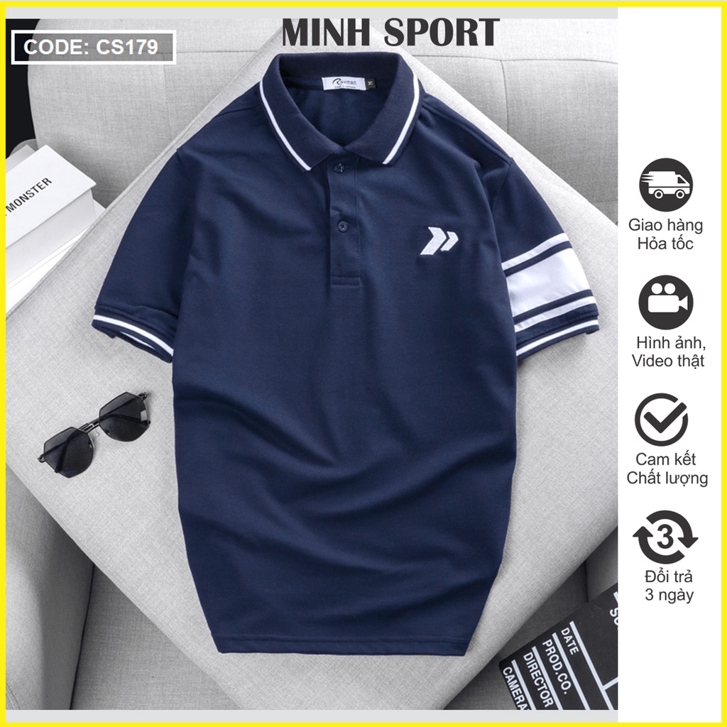 Áo Thun Polo Nam Cổ Bẻ Tay Ngắn Có Phối Màu, Thun Cotton Mềm Mịn, Mặc Mát mã AO.35