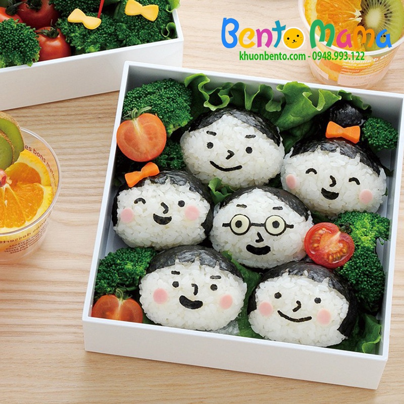 BỘ ÉP CƠM HOẠT HÌNH FAMILY KÈM TẤM CẮT TRANG TRÍ