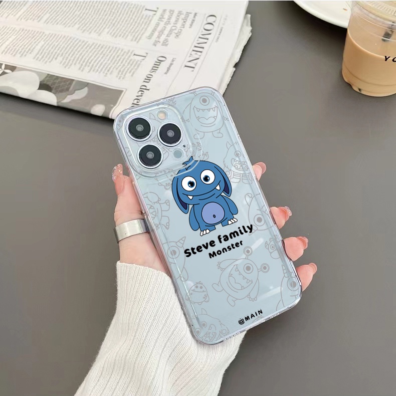 Ốp Điện Thoại TPU Gel Đệm Khí Chống Rơi Hình Gia Đình Quái Vật Màu Trong Suốt iPhone 13 Pro Max 14 12 11 XR 8 7 SE 2022