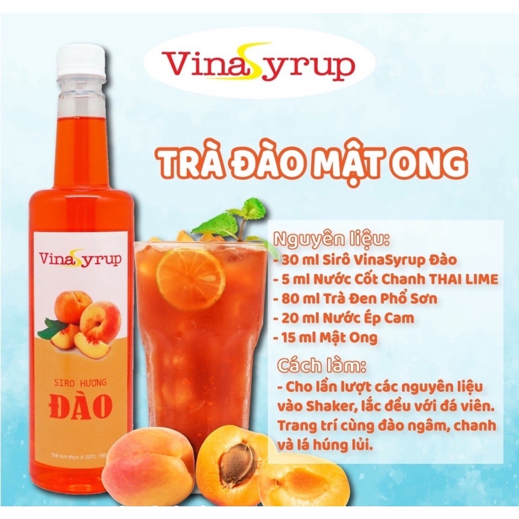 Siro VinaSyrup Chai 750ml - Syrup Làm Trà Trái Cây Đủ Các Mùi Vị