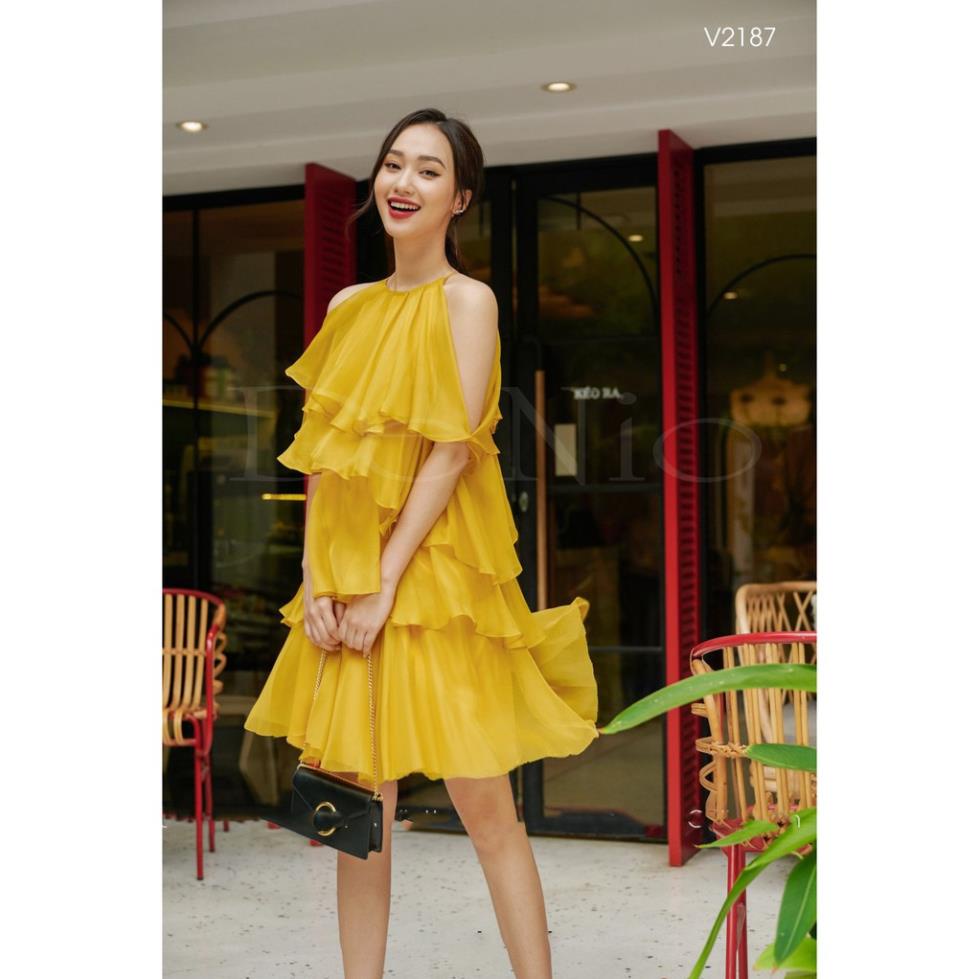 Đầm maxi yếm voan tầng màu vàng cực HOT - Jesse Dress Giá gốc tận xưởng