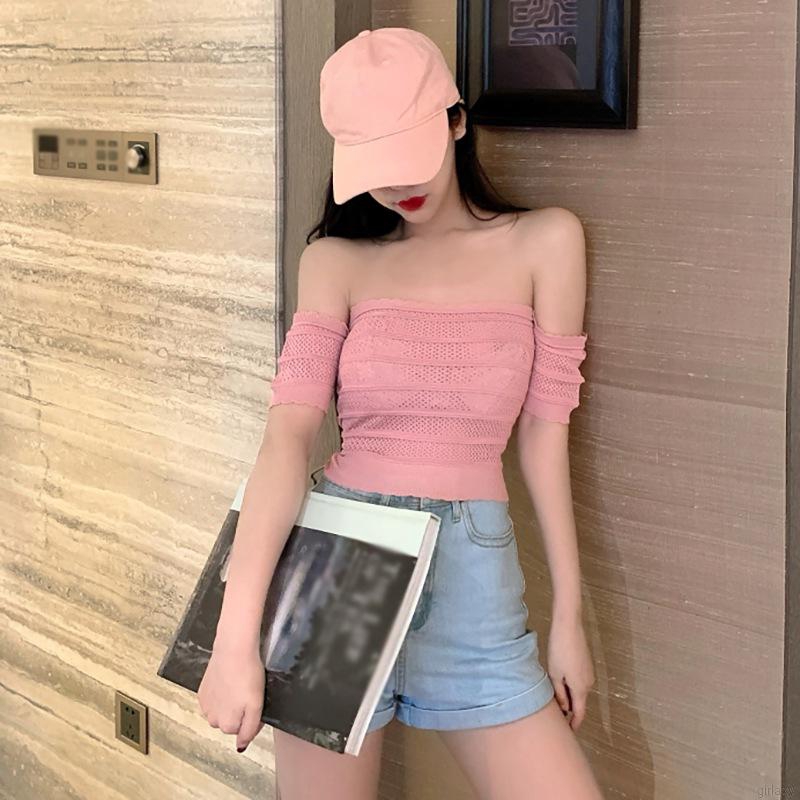 Áo Kiểu Hở Vai Màu Trơn Quyến Rũ Thời Trang Hàn Quốc Cho Nữ