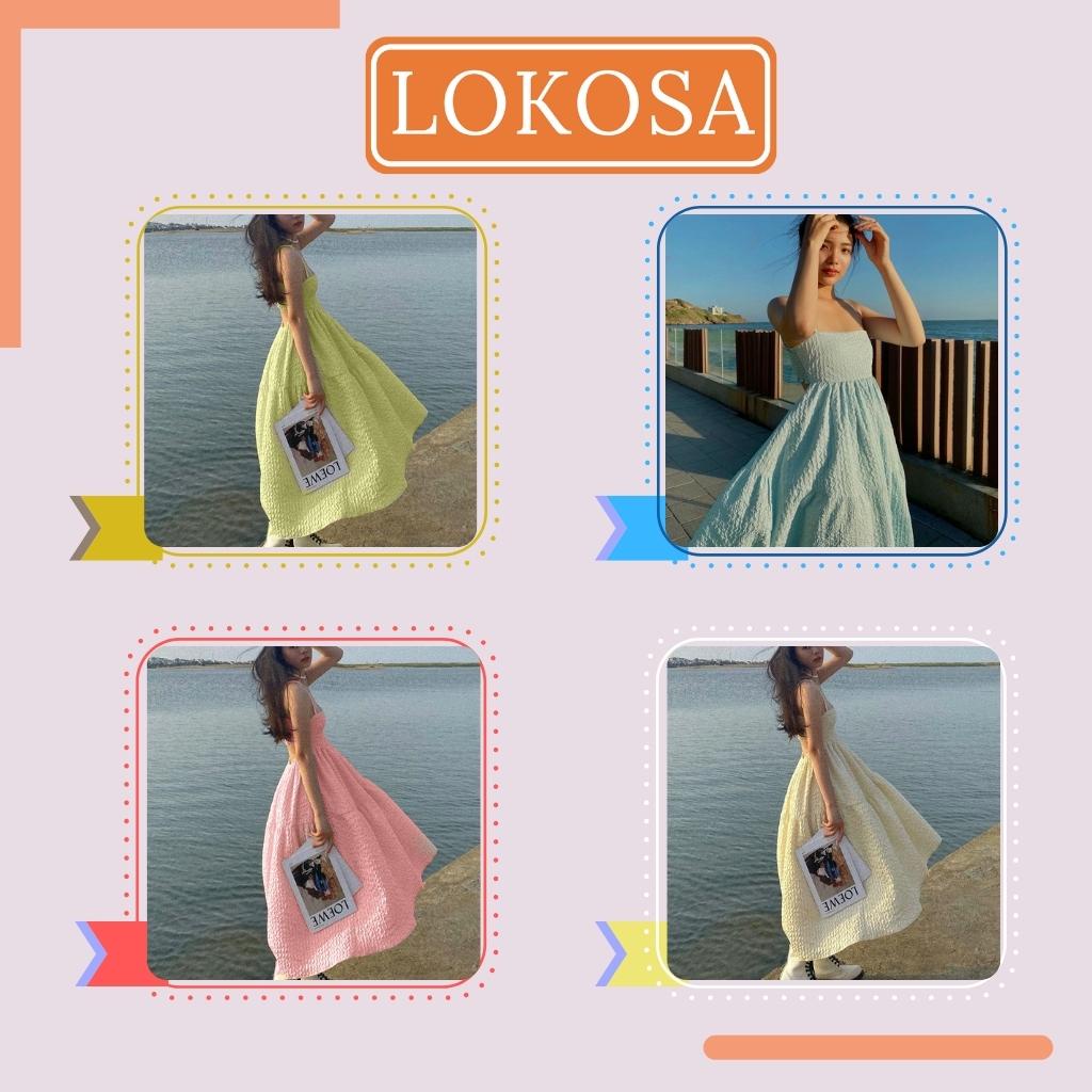 Đầm Dự Tiệc LOKOSA Váy Babydoll Dáng Dài 2 Dây Thiết Kế Hở Lưng Phong Cách Hàn Quốc Công Chúa Đi Dự Tiệc Đi Chơi VD078 | BigBuy360 - bigbuy360.vn