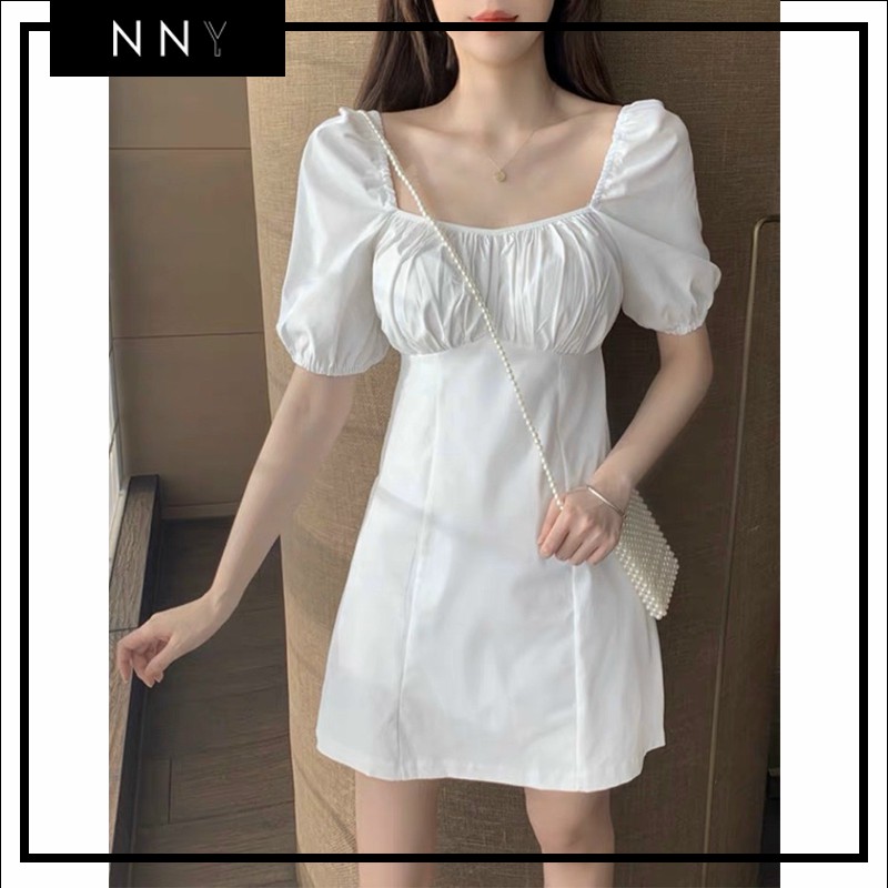 Váy cổ vuông nhún ngực EMMA DRESS TRẮNG - V017