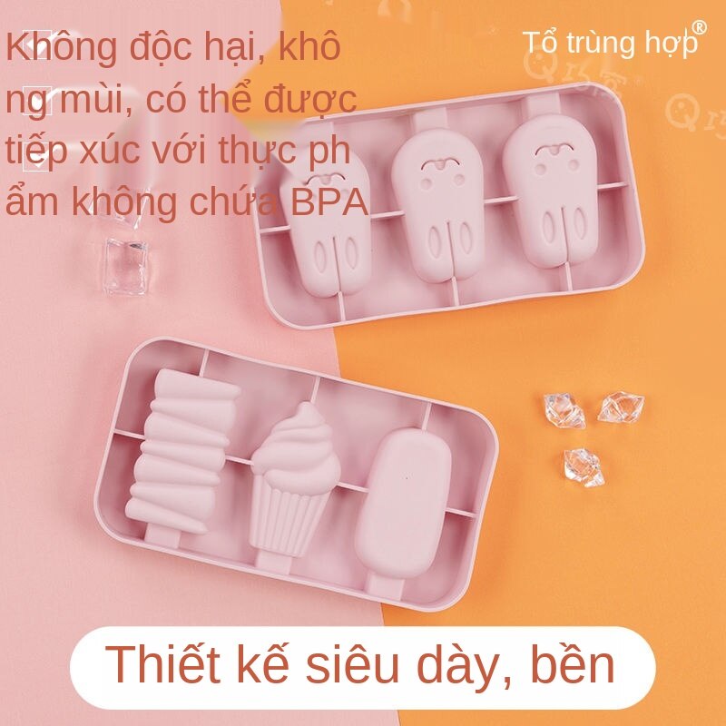 insKhuôn Kem Tự Chế Popsicle Popsicle Khuôn Tay Làm Kem Tay Làm Phô Mai Que Trẻ Em Tự Làm Một Bộ Đầy Đủ Các Silicone Ice Cream Kem Popsicle Phim Hoạt Hình Gia Đình