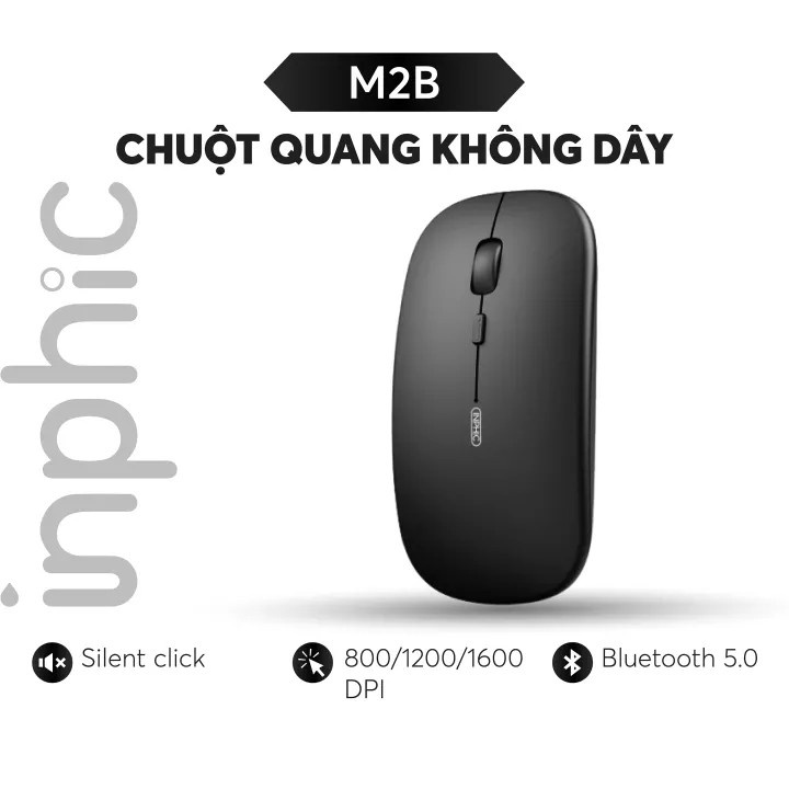 Chuột Bluetooth INPHIC M2B Bluetooth 5.0 Phong Cách Macbook Có Thể Sạc Lại - Hàng Chính Hãng Bảo hành 12 tháng 1 đổi 1