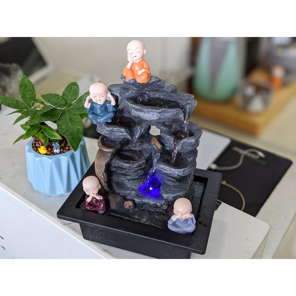 THÁC NƯỚC MINI ĐỂ BÀN – LU VỠ + 4 Chú Tiểu [BH 1 tháng] | BigBuy360 - bigbuy360.vn