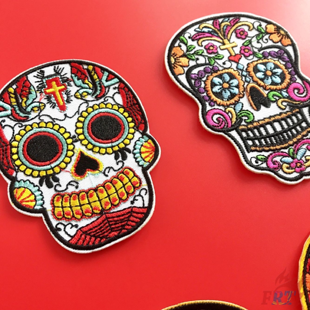 ☸ Punk - Colorful Skeleton Patch ☸ 1Pc Skull Diy Sew on Iron on Badges Patches （Skull - Series 05）