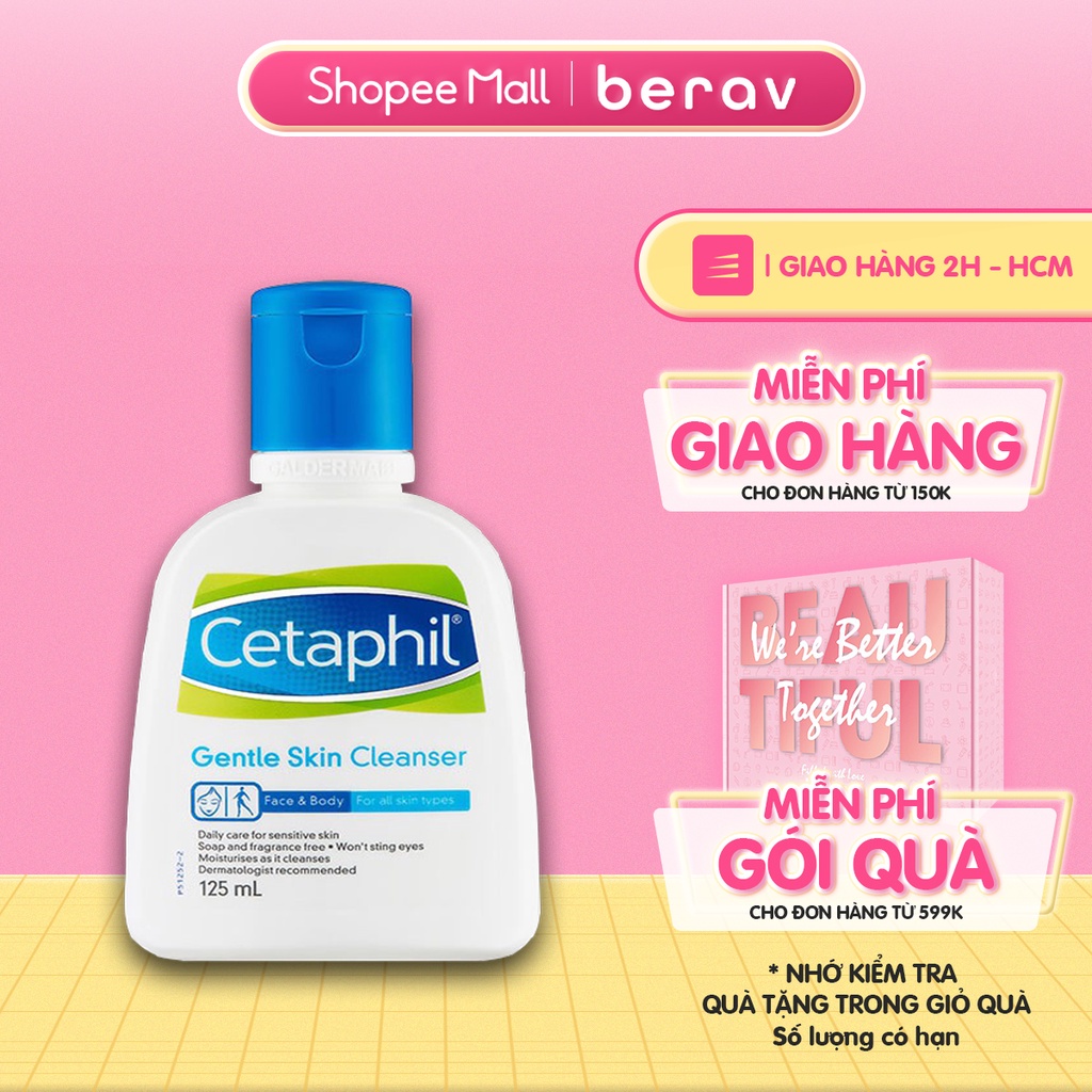 [Mã FMCGMALL -8% đơn 250K] SỮA RỬA MẶT CETAPHIL Gentle Skin Cleanser Làm Sạch Dịu Nhẹ 125ml