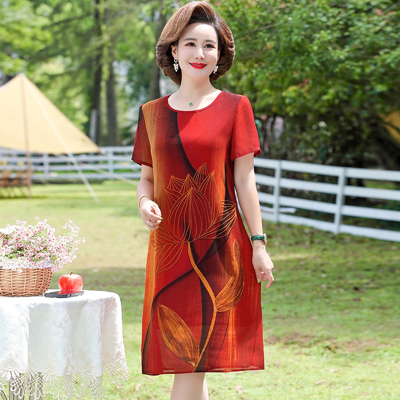 đầm trung niên váy trung niên cao cấp đầm cho nguoi trung niên Bộ Đầm Vải Voan Thời Trang Mùa Hè Dành Cho Phụ Nữ Trung Niên 2023