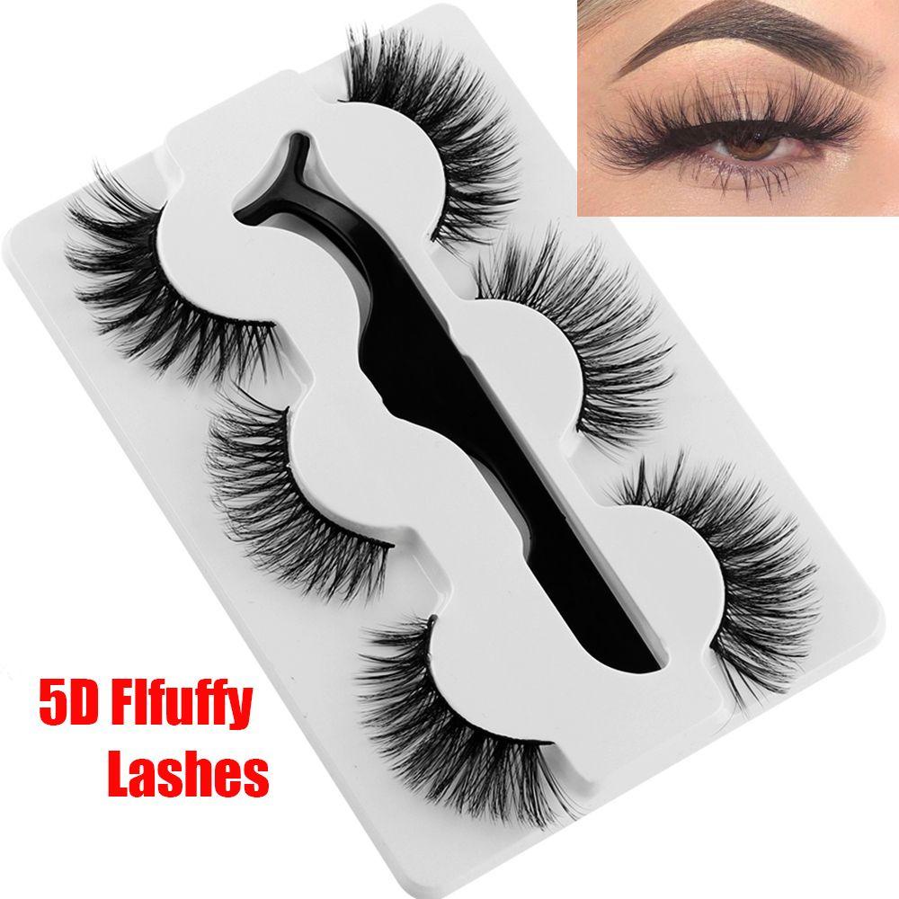 Set 3 Cặp Lông Mi Giả Kèm Nhíp Hiệu Ứng Lông Vũ 5D Handmade