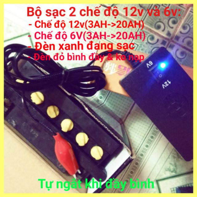 Sạc ắc quy 6v và 12v tự động ngắt khi đầy