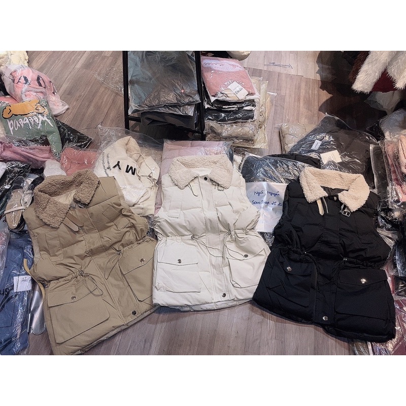 Áo phao gile cổ lông rút eo ( Kèm ảnh thật+ video) | BigBuy360 - bigbuy360.vn