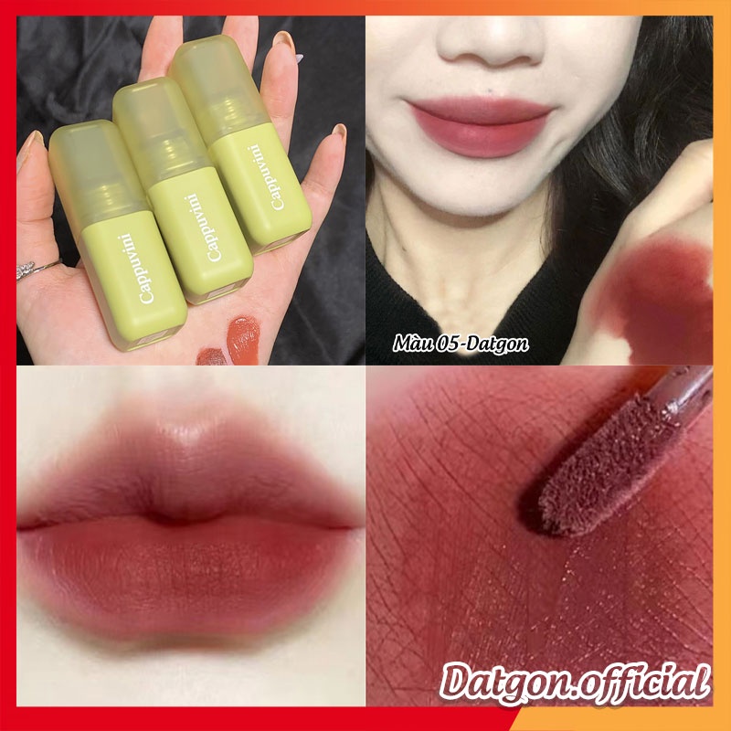 Son Cappuvini Vuông Vỏ Xanh Mền Mịn Môi Trống Nước Lâu Trôi