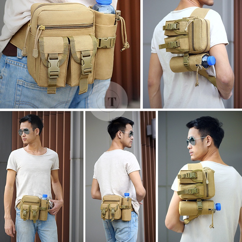 Túi Đeo Hông Đi Phượt Dã Ngoại, Túi Đeo Hông Chai Nước Vải Bố Bền Đẹp Chống Thấm Nước Đi Bộ Đi Phượt Dã Ngoại Tiện Dụng
