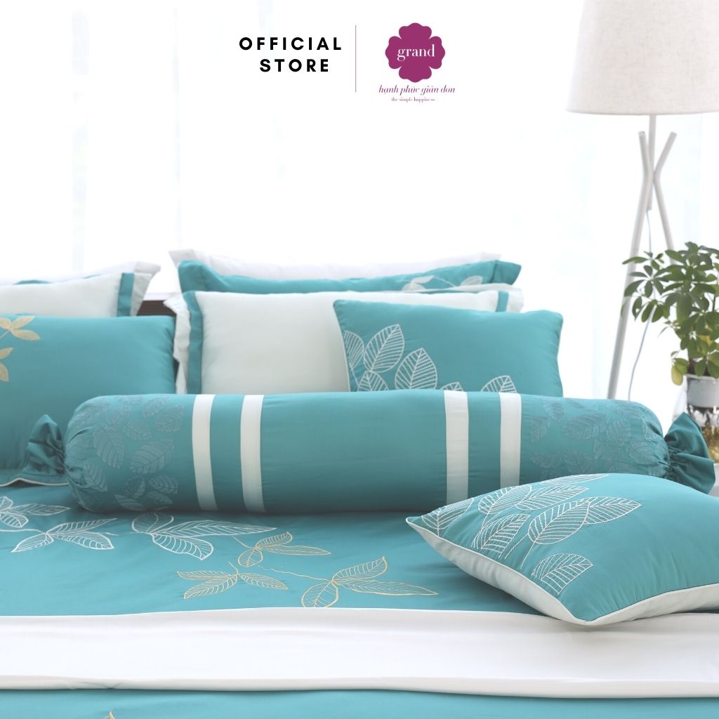 Vỏ gối ôm 100% cotton lụa sateen, tơ thiên nhiên by GRAND, kích thước 33x100, hoa văn in trơn không thêu, nổi bật.