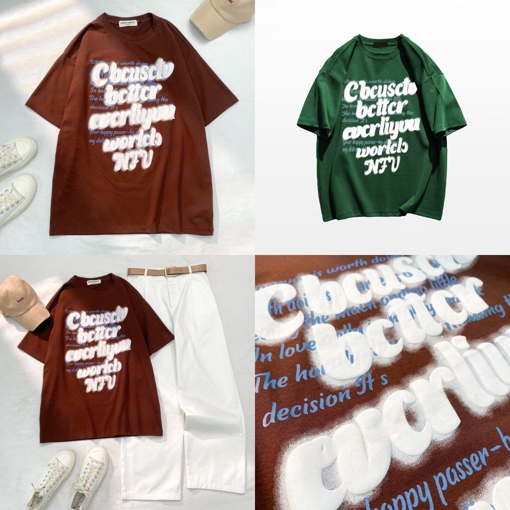 Áo phông Tay Lỡ NFV Form Rộng Nam Nữ Unisex - áo thun cổ tròn CBC Vải Tici co giãn Phong Cách Ulzangg GIDI