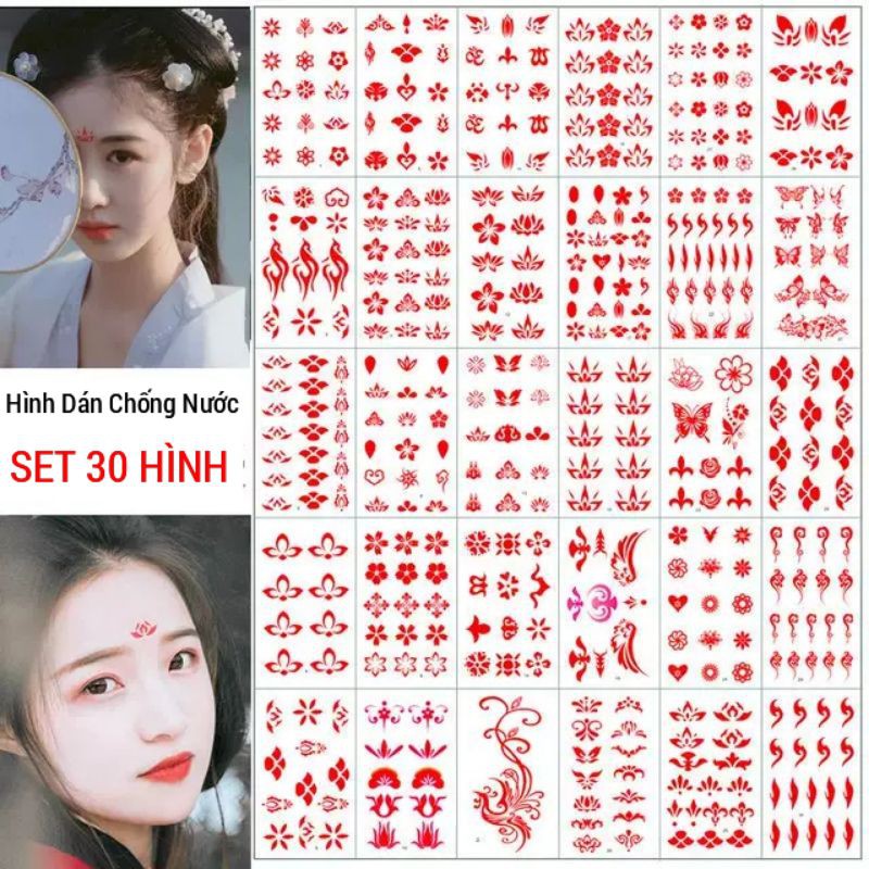 Hình xăm dán chống nước chu sa cực đẹp (set 30) mã K