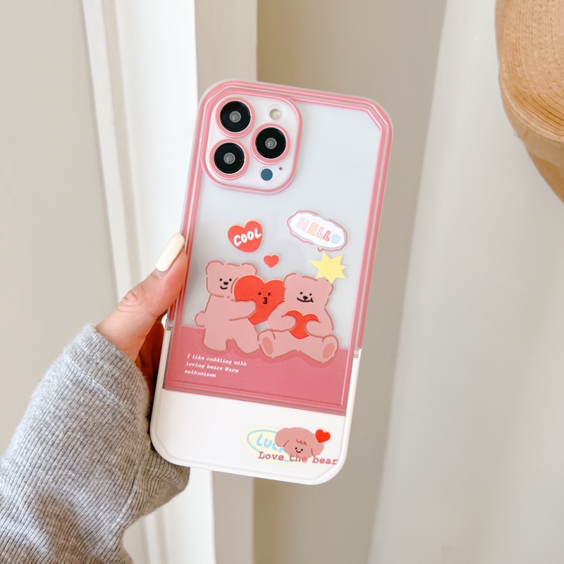 Ốp Điện Thoại Kèm Giá Đỡ Tàng Hình Họa Tiết Hoạt Hình Dễ Thương Cho iphone 14 / 13Pro 12 / xs / 6 / 7 / 8PLUS