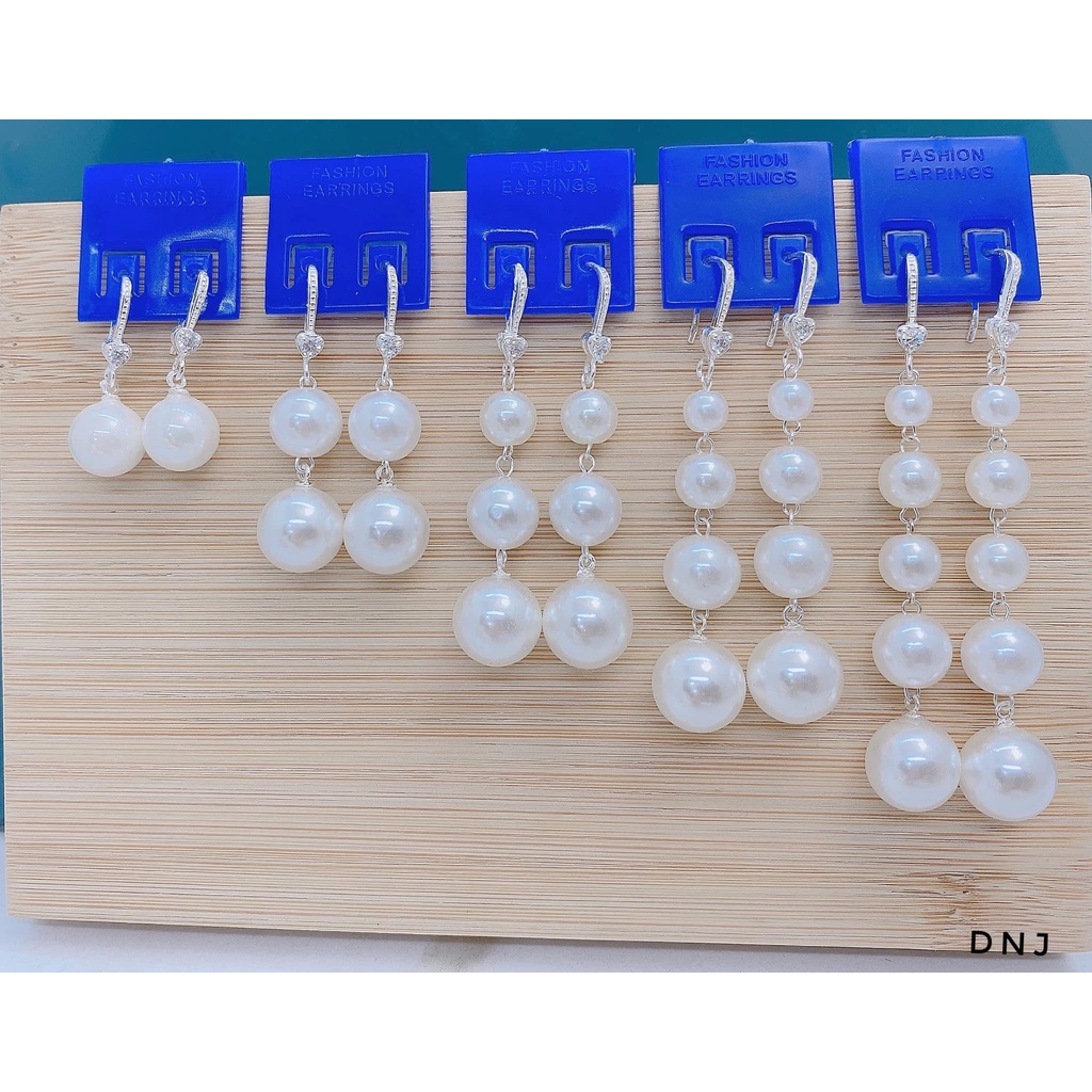 Bông tai bạc nữ gắn hạt trai nhiều tầng sang chảnh - Kho sỉ bạc Nhất Linh