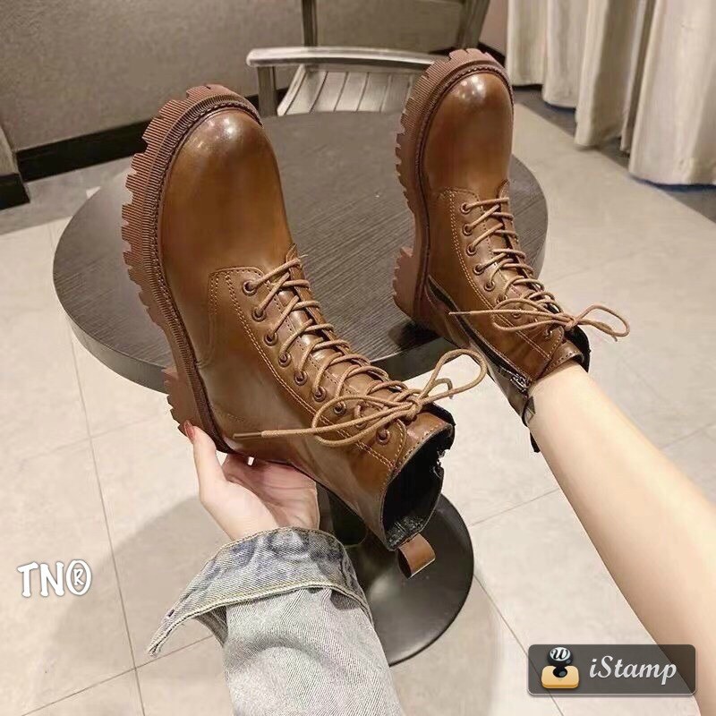 Boot dây buộc da bò khoá cạnh fullbox