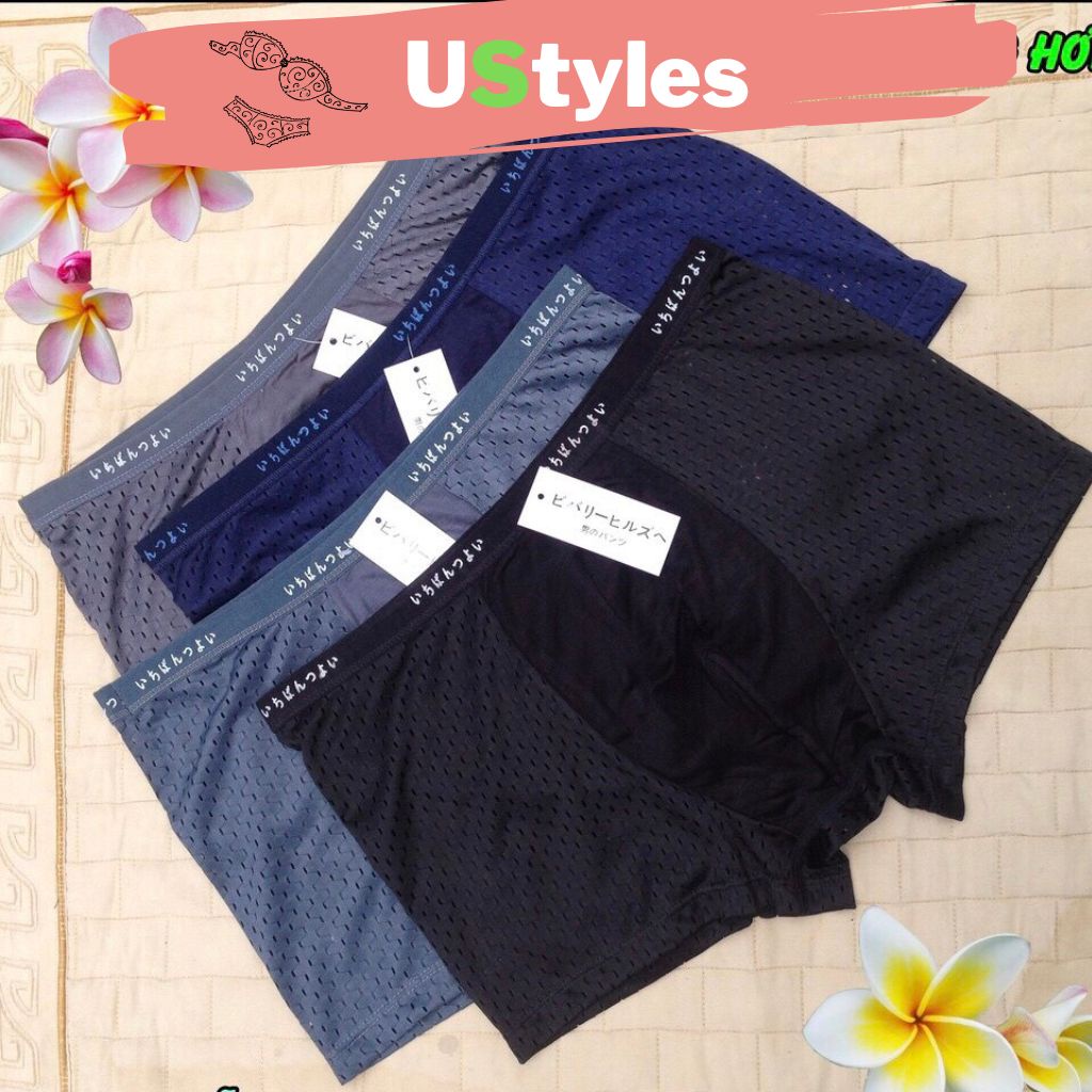 Quần Lót Nam boxer. Quần Sịp Đùi Nhật lưới Có Lỗ Thông Hơi Hàng Bán Shop Có lỗ thoát khí co dãn hút mồ hôi - UStyles