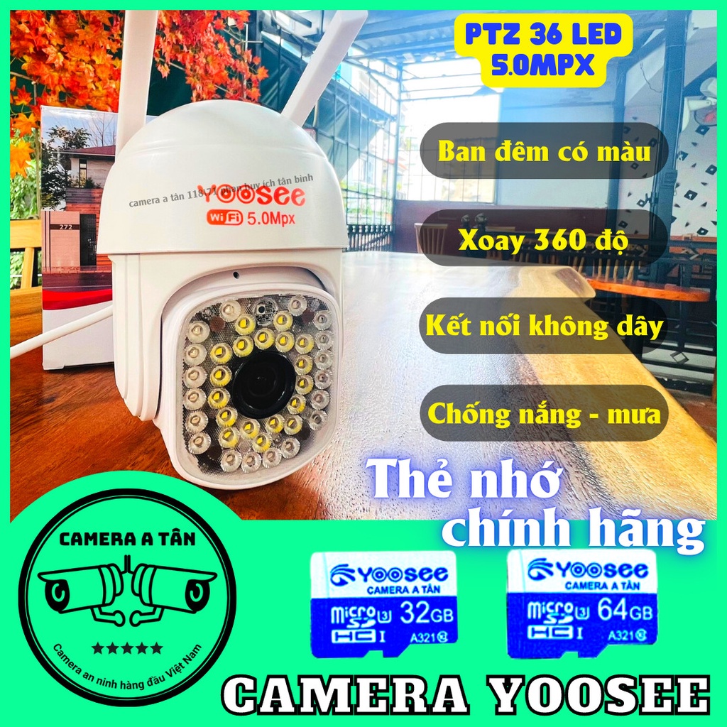 Camera yoosee ngoài trời xoay độ chuẩn 5.0mpx,🌟free ship🌟 phần mềm yoosee tiếng việt 36 ĐÈN
