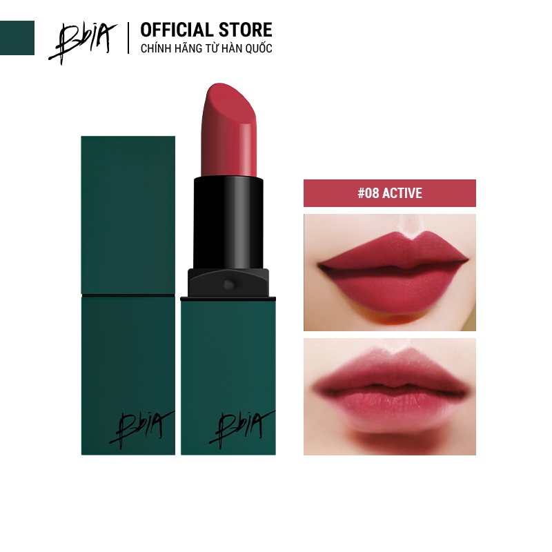 Son Thỏi Lì Bbia Last Lipstick Version 2 - 08 Active (Màu Hoa Hồng Khô) 3.5g - Bbia Offical Store