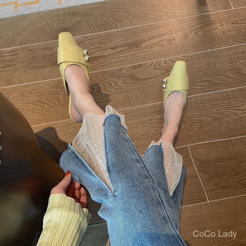 Quần jeans lửng lưng cao phối ren phong cách Hàn Quốc thời trang xuân hè hàng mới dành cho bạn nữ 2021