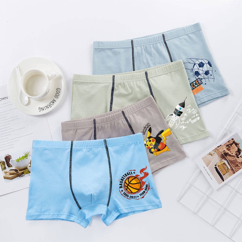 Thanh niên nam Cotton Đồ lót nam Sinh viên Flat-Race Anime Quần nam ngắn Quần nam bốn góc Phim hoạt hình thoáng khí