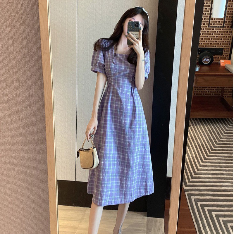 ĐẦM KẺ Ô VINTAGE