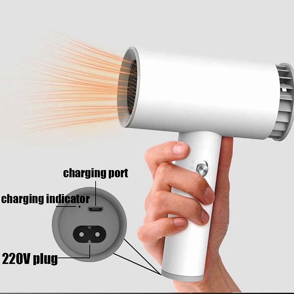 Máy Sấy Tóc Không Dây 2 Chế Độ Sấy Nóng Lạnh Có Thể Sạc Lại Tiện Dụng