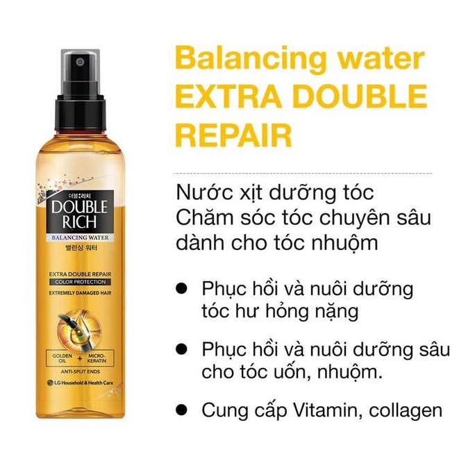 Nước xịt dưỡng tóc Double Rich cho tóc nhuộm và hư tổn 120ml/ 250ml