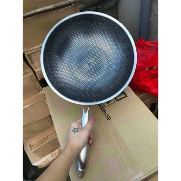 CHẢO CHỐNG DÍNH VÂN TỔ ÔNG 32CM - CHẢO INOX THÍCH HỢP VỚI MỌI LOẠI BẾP