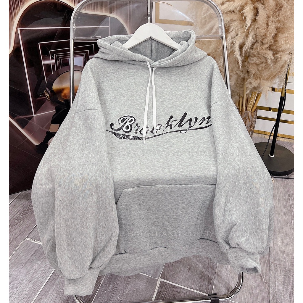 [ sẵn ] Áo Hoodie Forrm Rộng Xám Nâu BROO Ulzzang [ nam nữ mặc được ]