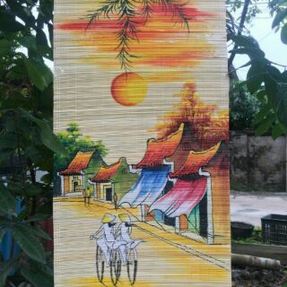 Mành tre (mẹt tre) vẽ tranh làng quê