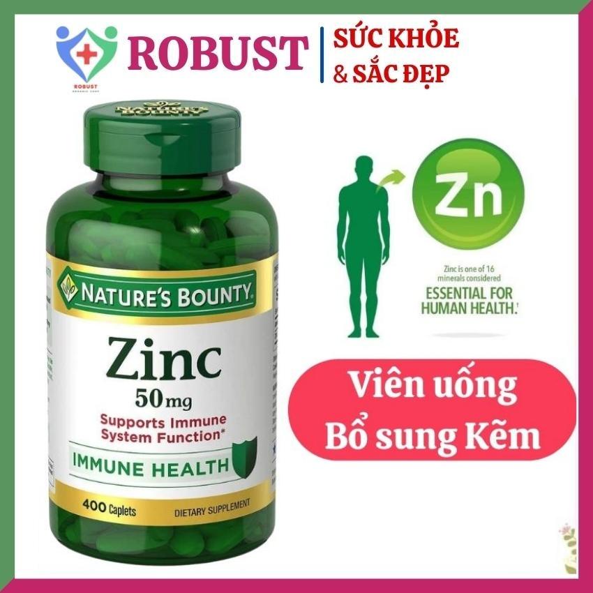 Viên Uống Kẽm Nature’s Bounty Zinc 50mg Tăng cường sức đề kháng cho cơ thể hộp 400 viên Hàng Mỹ ROBUST