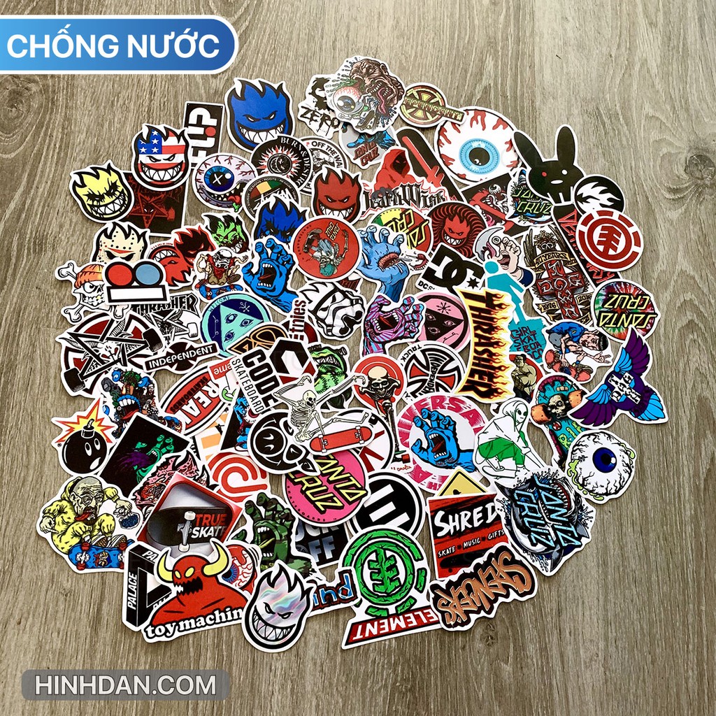 Sticker VÁN TRƯỢT Skateboard SIÊU CHỐNG NƯỚC dán trang trí nón bảo hiểm, laptop, vali, đàn guitar