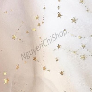 Vải lưới in hình chòm sao ,đính trăng sao chiêm tinh lấp lánh .Siêu xinh chụp nail, may váy đầm, chụp ảnh sản phẩm