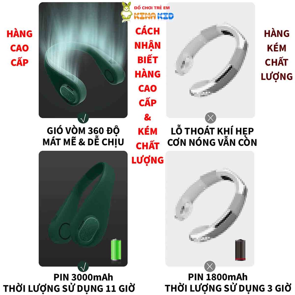 Quạt Đeo Cổ Không Cánh Cao Cấp L18, Điều Chỉnh 3 Tốc Độ, Mát Mẻ, Vui Vẻ, Sảng Khoái