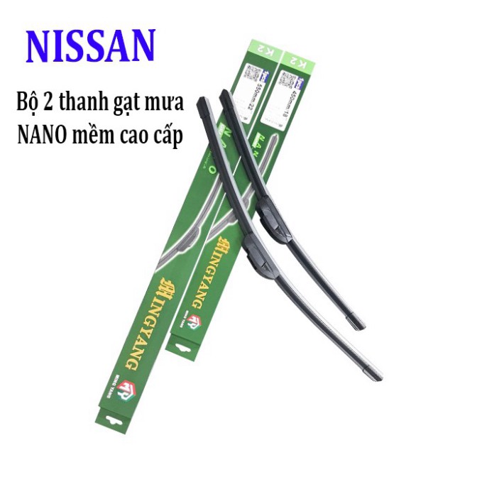 Sản Phẩm Bộ 2 thanh gạt nước mưa ô tô Nano mềm cao cấp hãng xe Nissan: Sunny-Teana-X trail-Navara-Livina-Grand Livina-Ju