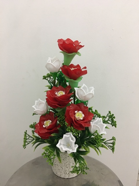 Chậu hoa pha lê cao 30 cm -Hoa để bàn