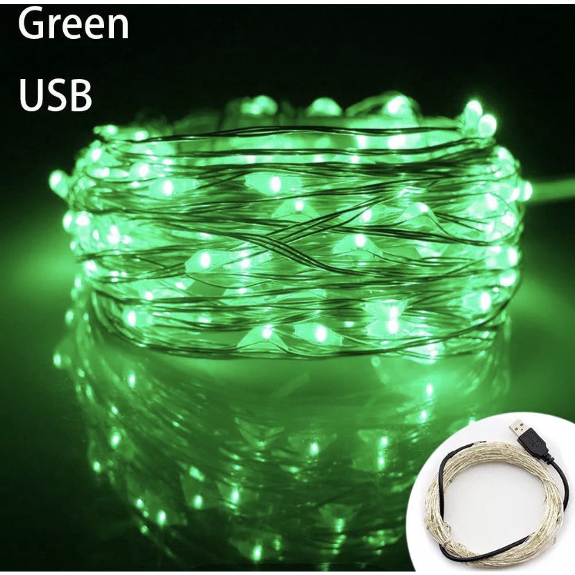 Dây Đèn Led Đom Đóm Dài 10 Mét 100 Bóng FairyLight Trang Trí Không Chớp Trang Trí Lều Trại, Góc Học Tập