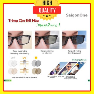 Tròng Kính Cận Đổi Màu + Tặng Kèm Gọng Tự Chọn,  Hộp Kính Lắp Ráp Luôn Cho Khách