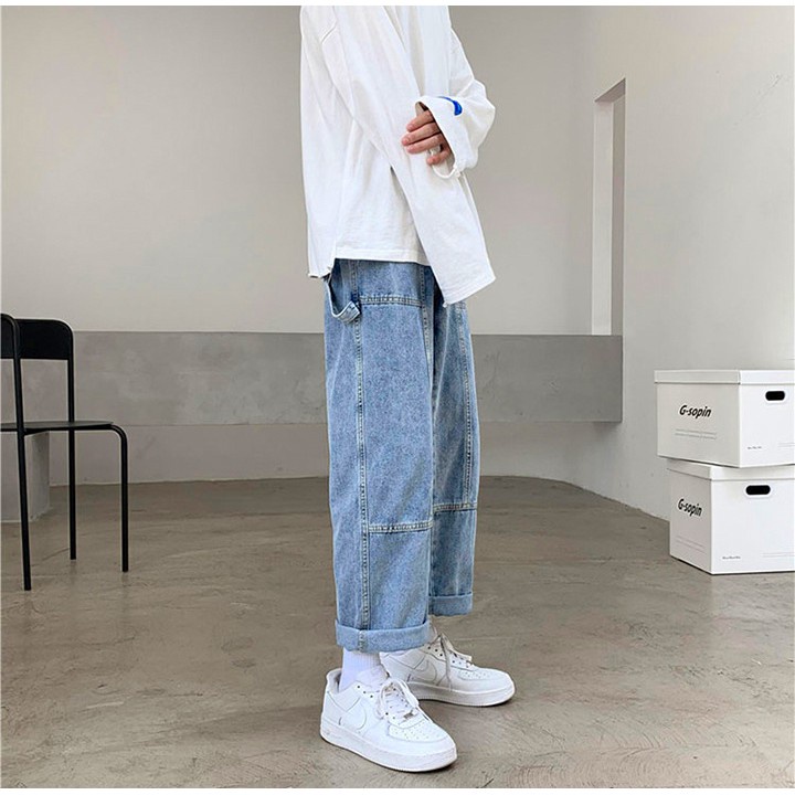 Quần jeans nam ống rộng, quần bò baggy nam ống xuông phong cách Hàn Quốc 02 | BigBuy360 - bigbuy360.vn