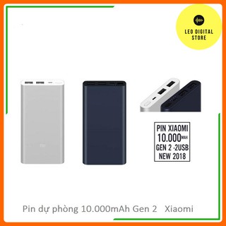 Sạc dự phòng xiaomi gen 2 10000mah 2 cổng usb chính hãng