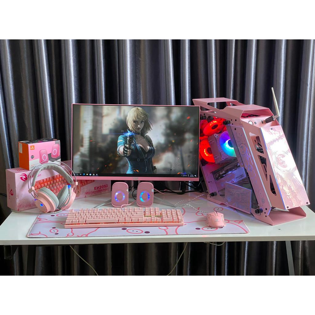 Full bộ PC Gaming MÀU HỒNG Xinh Xắn kèm Màn hình 24inch Full HD chiến Game Fifa 4, Audition, Liên Minh, Liên Quân,..