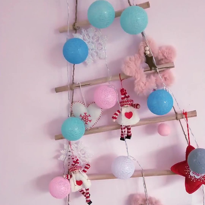 Dây Đèn LED 20 Bóng Hình Quả Bóng Cotton Trang Trí Giáng Sinh / Tiệc Cưới / Lễ Hội