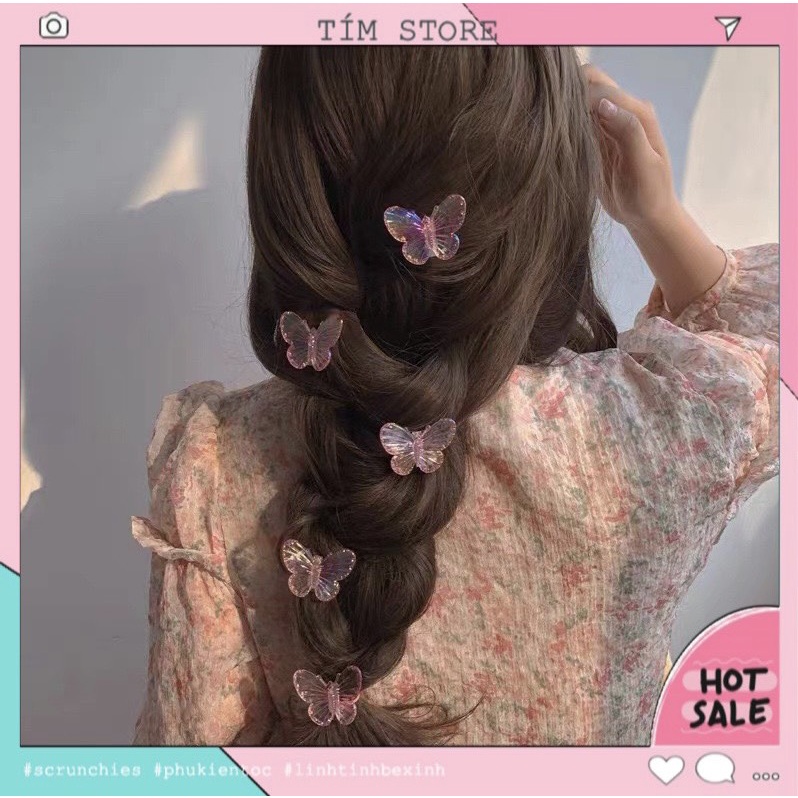 Kẹp tóc nhí bươm bướm hologram TIMSTORE, kẹp mái phong cách mới hàn quốc nữ tính